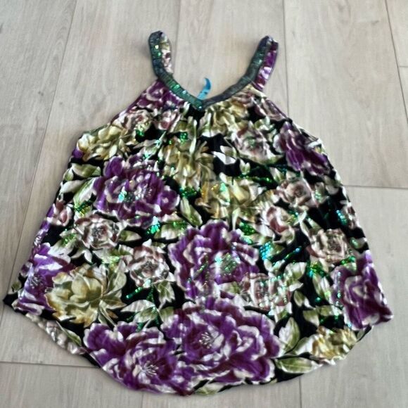 Free people | sequin floral tank top size M - Picture 2 of 7